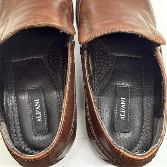 Alfani Men Leather Shoes Slip Ons Loafers 10.5 Brown Casual - Picture 5 of 7